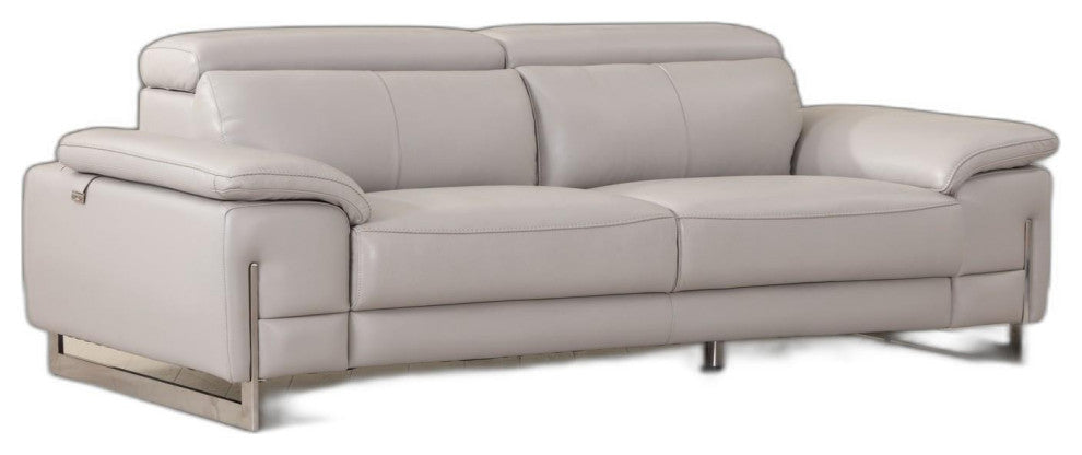 93" Tasteful Light Gray Leather Sofa Set