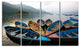 Beautiful Boats in Phewa Lake, Boat Canvas Art Print, 48"x28", 4 Panels