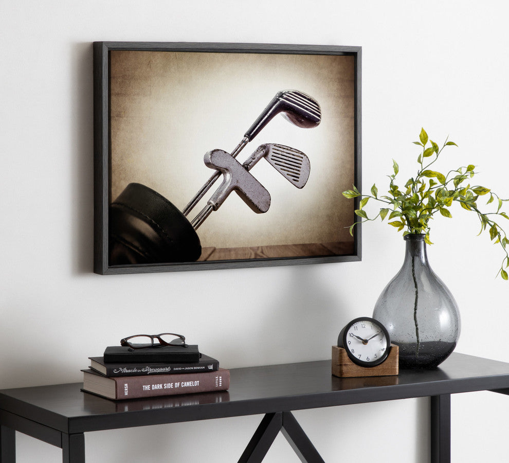 Sylvie Golf Clubs Framed Canvas by Shawn St. Peter, Gray 18x24
