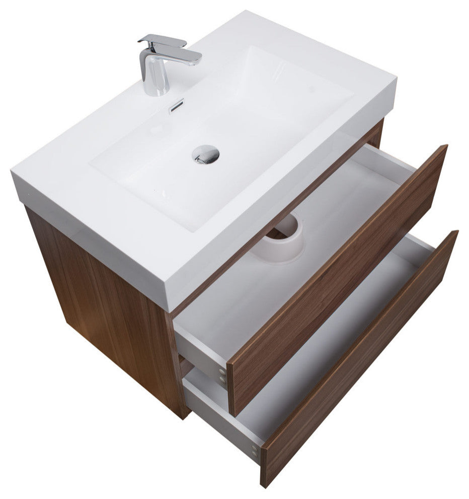 Angela 32" Wall Mount Bathroom Vanity, Walnut