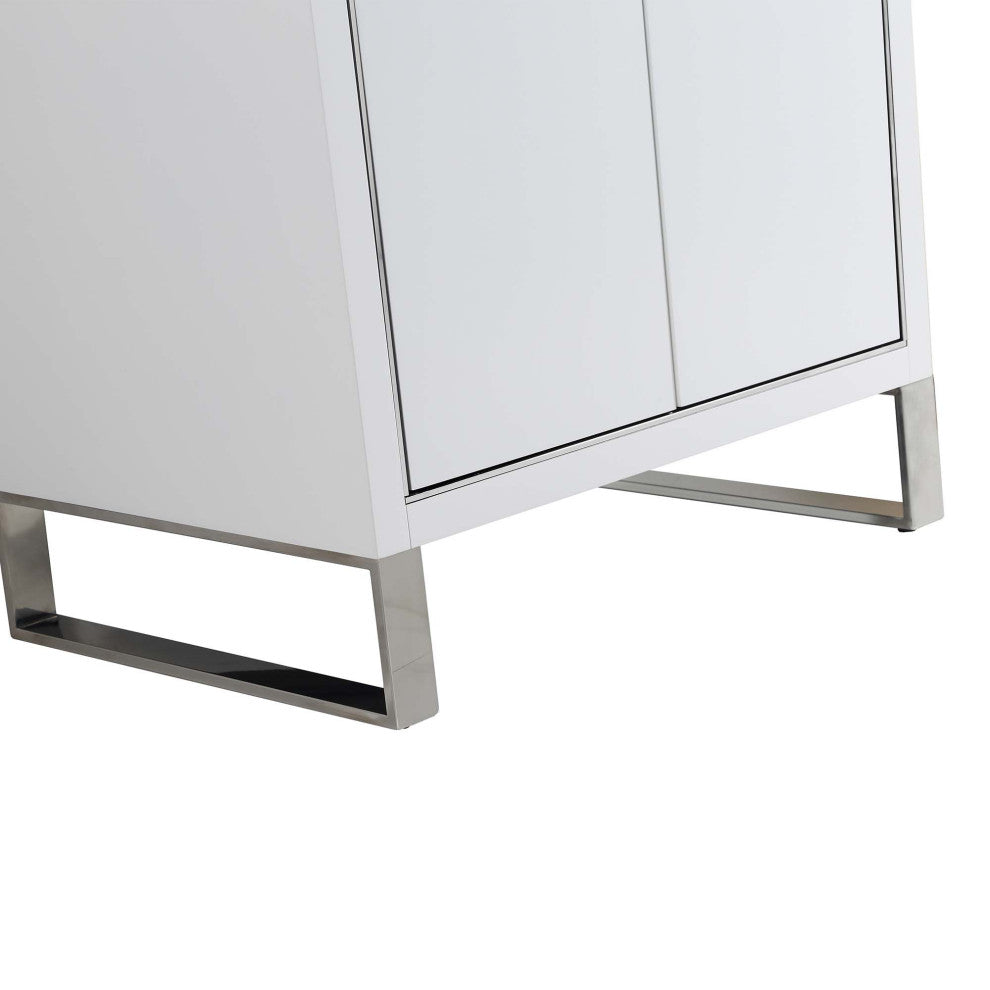 Opulence Bath Vanity, White Matte, 24", Chrome Hardware, White Carrara Top