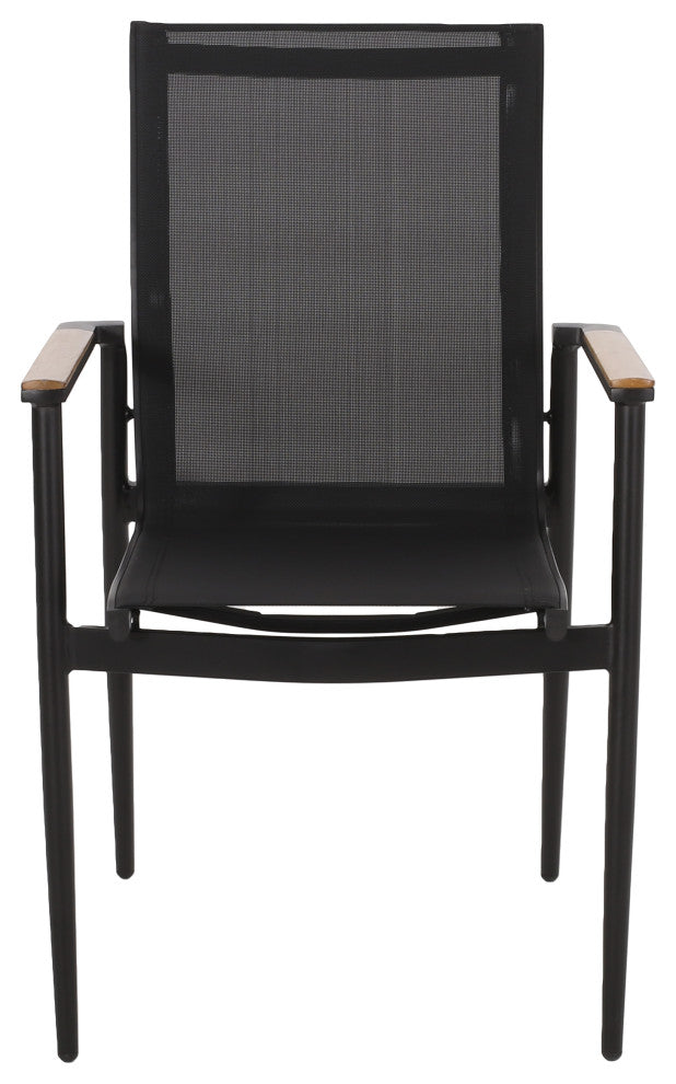 Shane Outdoor Mesh and Aluminum Dining Chairs, Set of 2