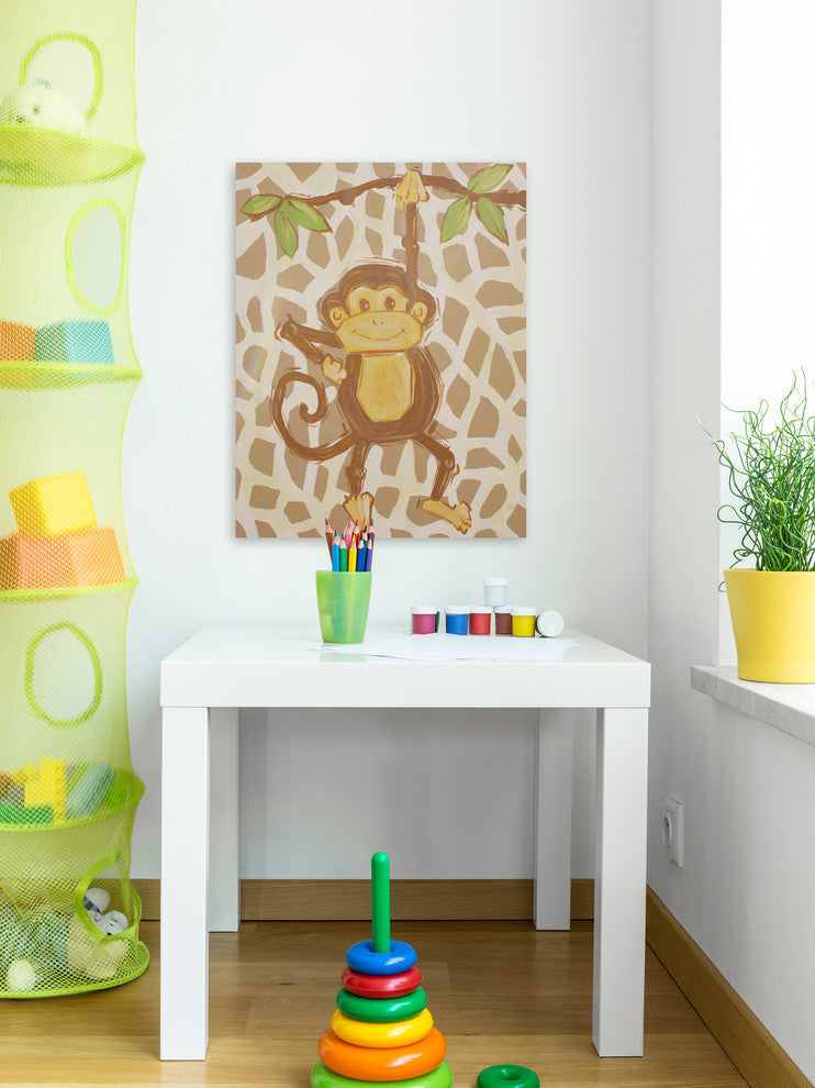 Marmont Hill, "Tan Monkey" by Reesa Qualia Painting on Wrapped Canvas, 30x39