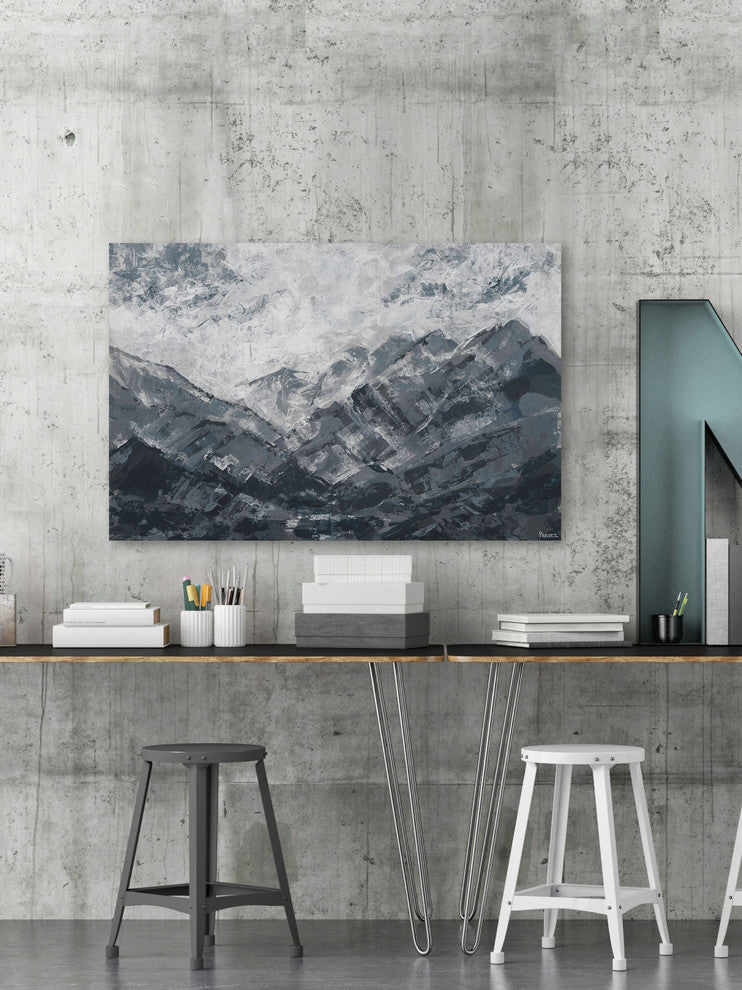 "Dark Ocean" Painting Print on Wrapped Canvas, 24"x16"