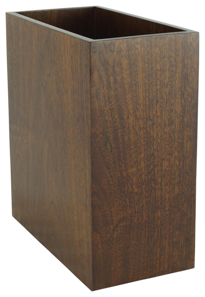 Walnut Wastebasket, Luxury Satin Finish, Rectangle