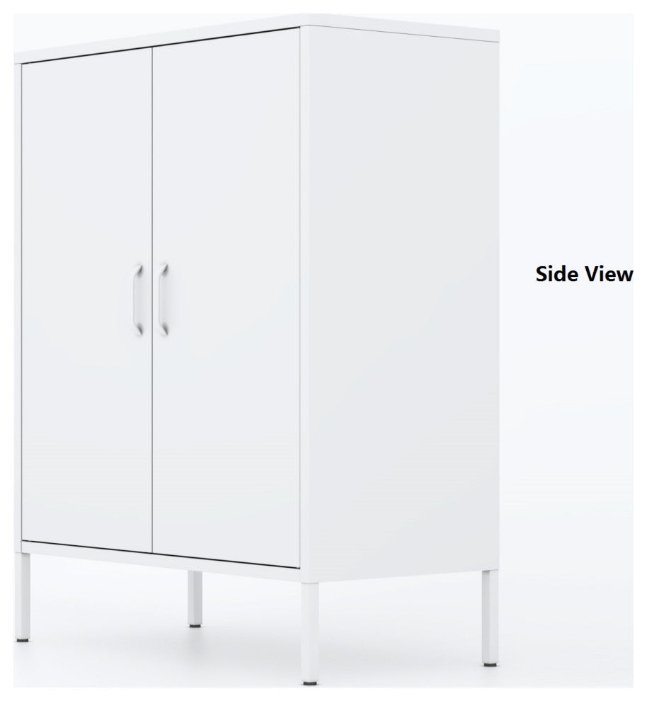 Storage Cabinet Metal Locker With Adjustable Shelves White