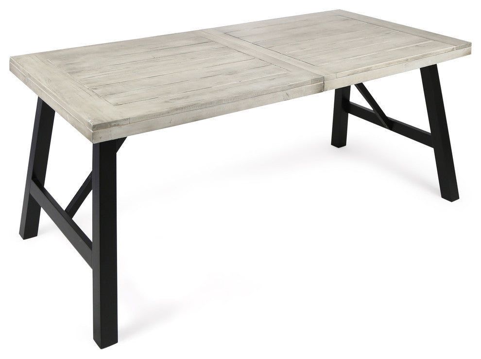 GDF Studio Borocay Outdoor Light Gray Finished Acacia Wood Dining Table
