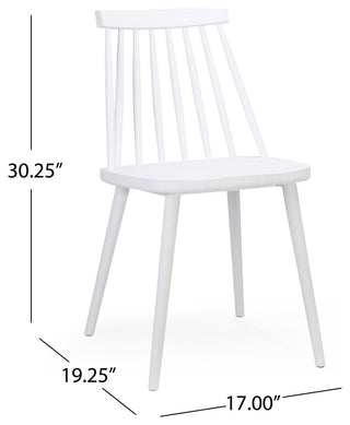 GDF Studio Farmhouse Spindle Back Dining Chairs, Polypropylene, Set of 2, White
