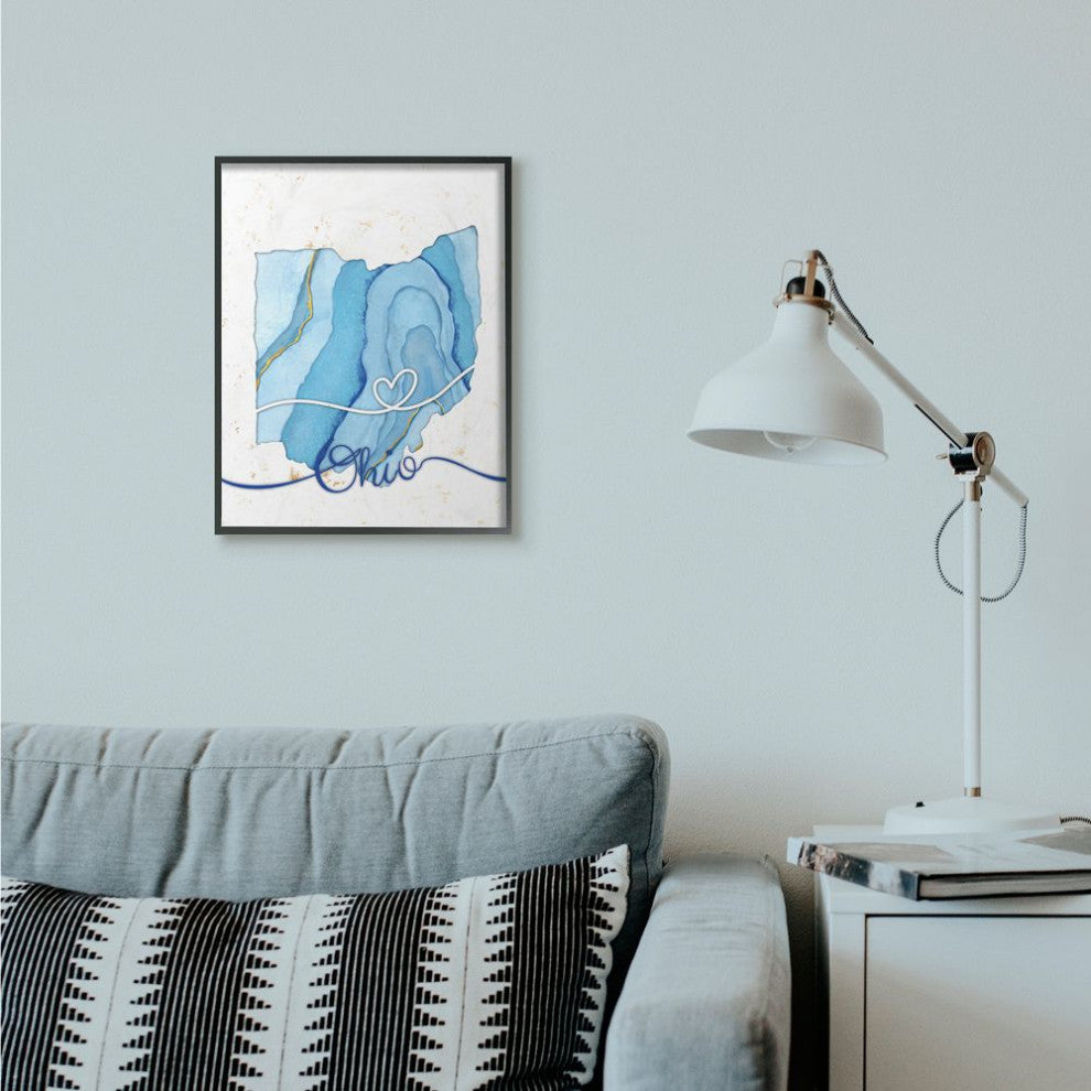 Stupell Industries Ohio Agate Blue US State Design, 16 x 20