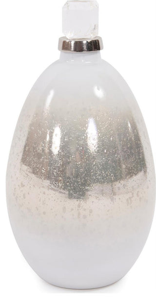 Hand Blown Frosted Glass Bottle, 15"H
