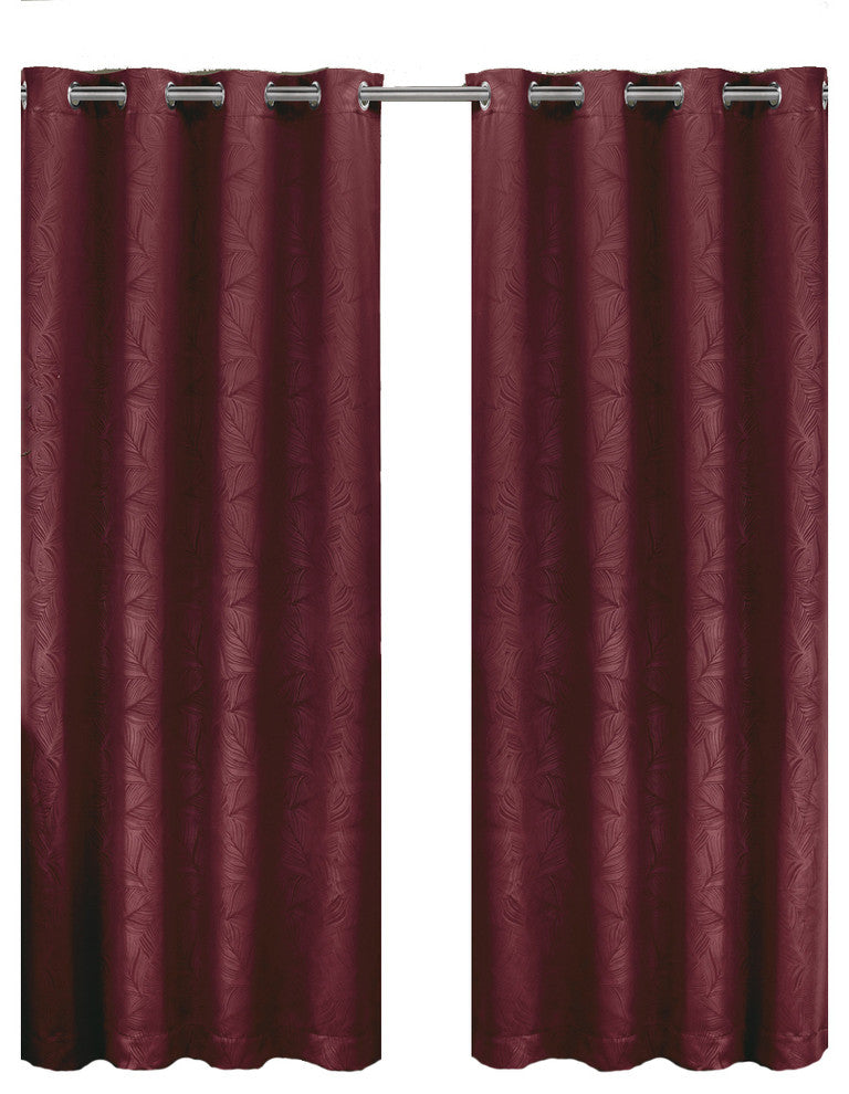 Prairie Blackout Weave Embossed Grommet Curtain, Burgundy, 52"x63" Single
