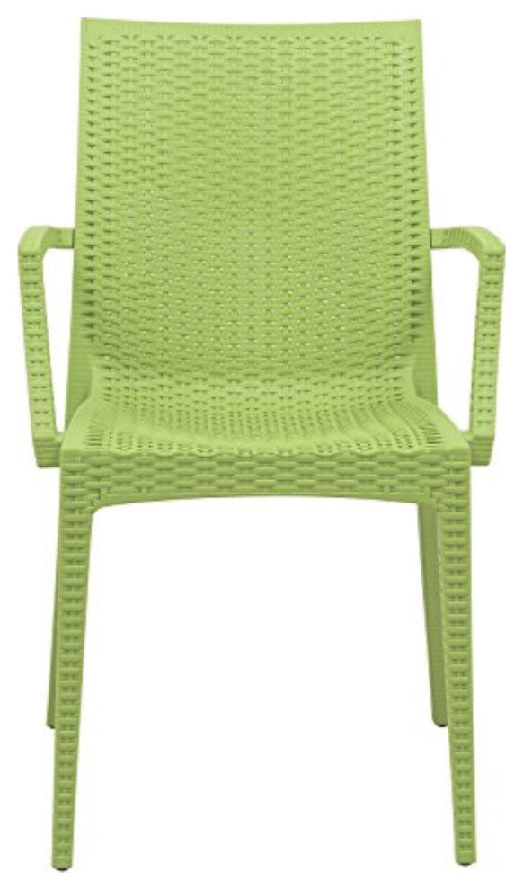 LeisureMod Weave Mace Indoor/Outdoor Chair With Arms, Set of 2
