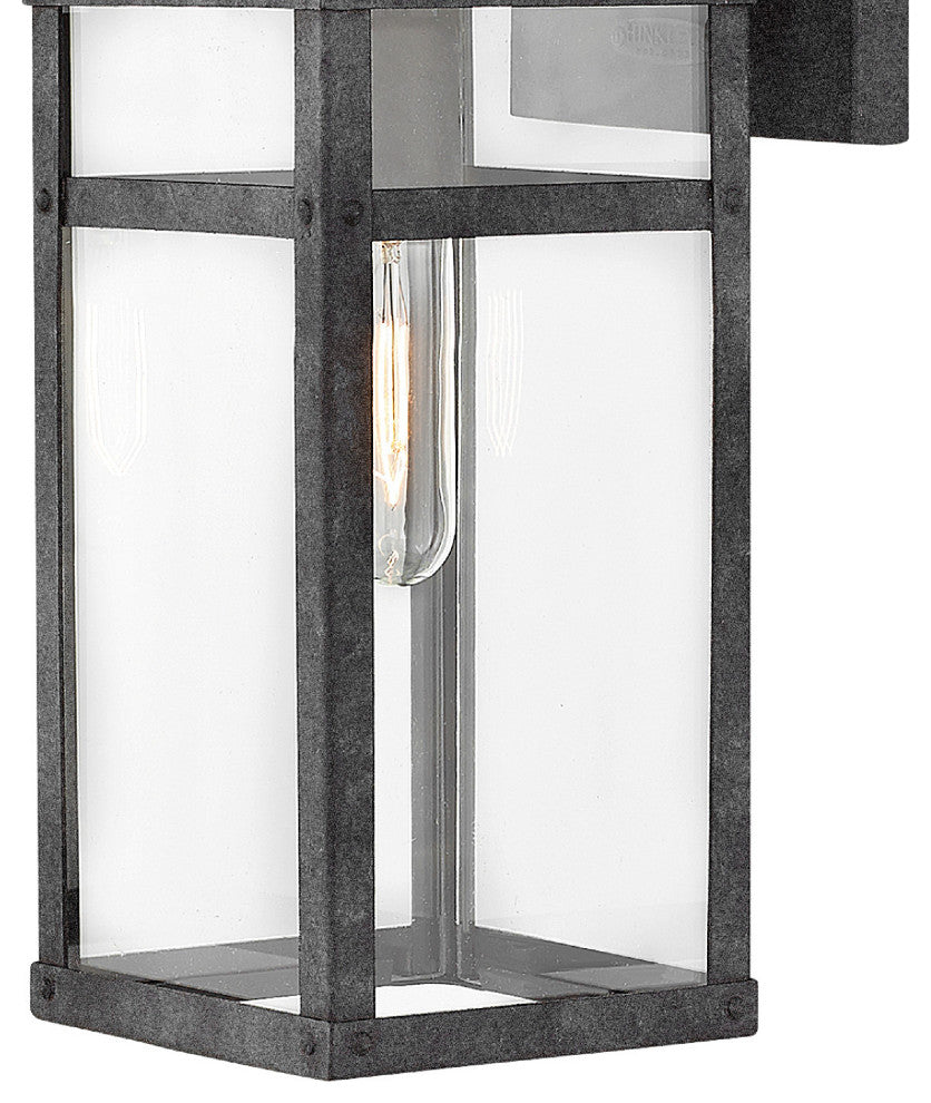 Hinkley Porter 18.5" Small Outdoor Wall Mount Lantern + LED bulb, Aged Zinc