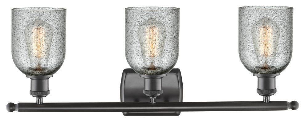 3-Light Caledonia 26" Bath Fixture, Oil Rubbed Bronze, Shade: Charcoal