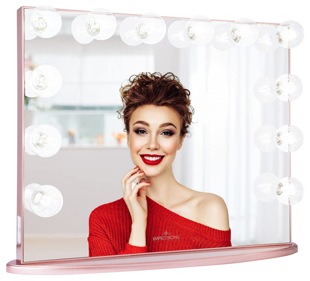 Hollywood Glow Plus Vanity Mirror, Rose Gold, Clear Bulbs, Non-Bluetooth