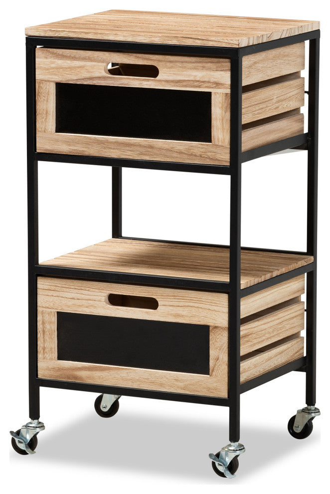 Sharma Modern Industrial Oak Brown 2-Drawer End Table