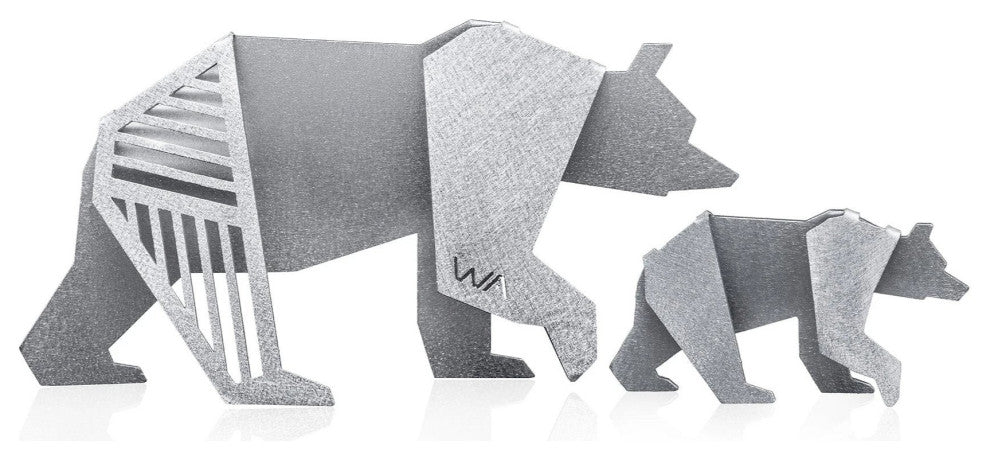 Aluminum Small 3" Bear Origami Geometric Sculpture