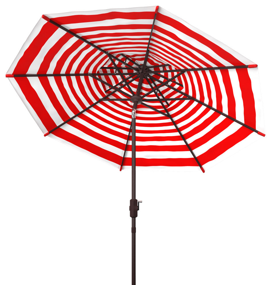 Safavieh Athens 9' Double Top Crank Umbrella, Red