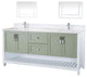 Florin Collection 72" Bathroom Vanity With Sink, Mirror, Countertop, Green