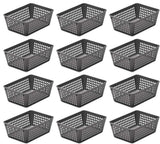 12-Pack Plastic Storage Baskets for Office Drawer, Desk, 32-1181-12, Gray