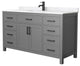 60"SGL Vanity Dark Gray, Carrara Cult. Marble Countertop, Sink, Black Trim