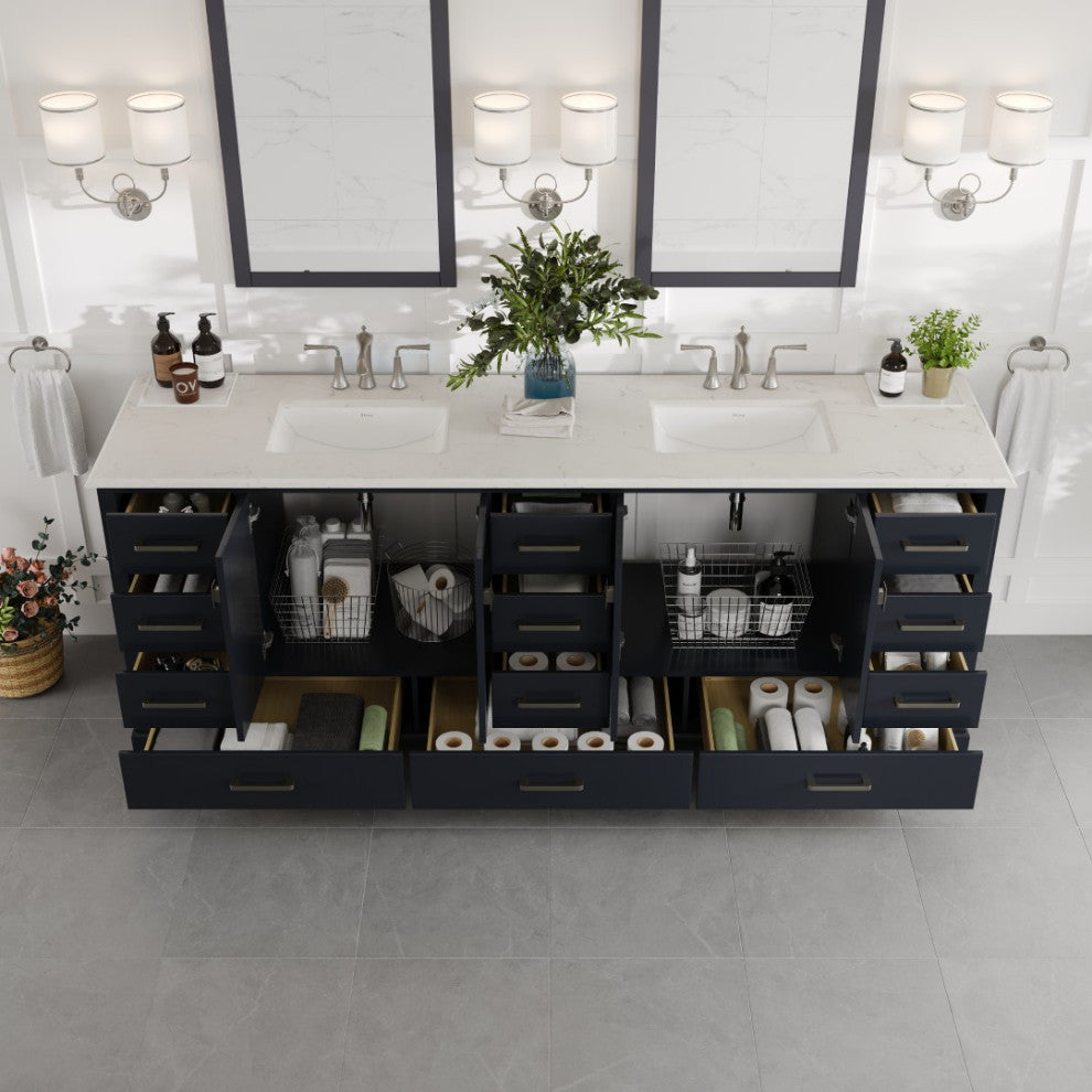 Eviva Storehouse 84" DS Freestanding Bathroom Vanity, Deep Gray