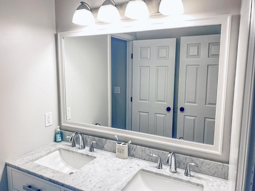 Morgan Framed Wall Mirror, White, 28"x54"