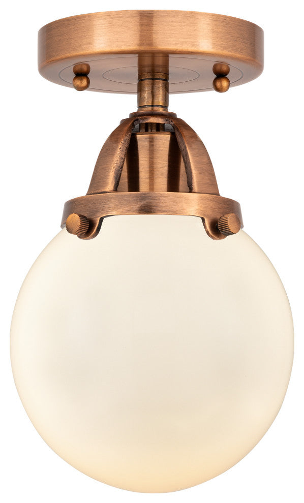 Beacon Semi-Flush Mount, Antique Copper, Matte White, Matte White