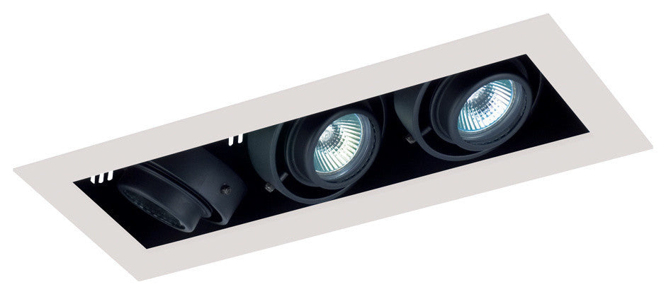 3-Light Linear New Construction, White Trim, Black Gimbal, Black