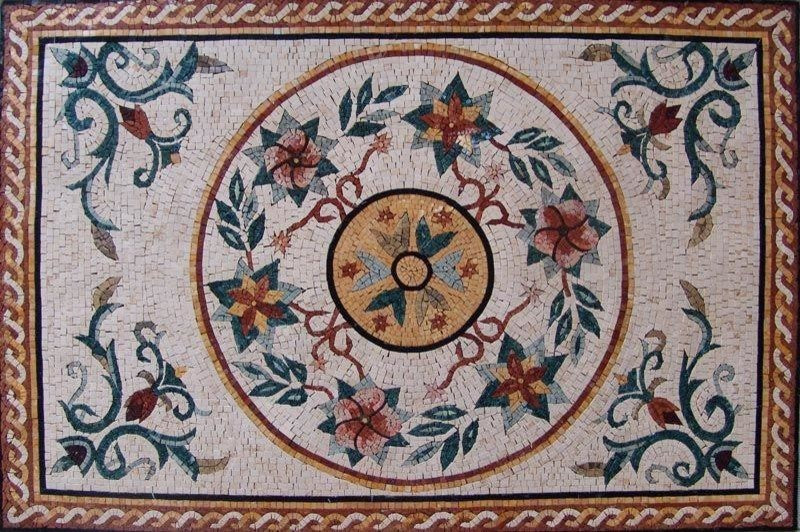 Floral Floor Mosaic, Cecilia, 46"x69"