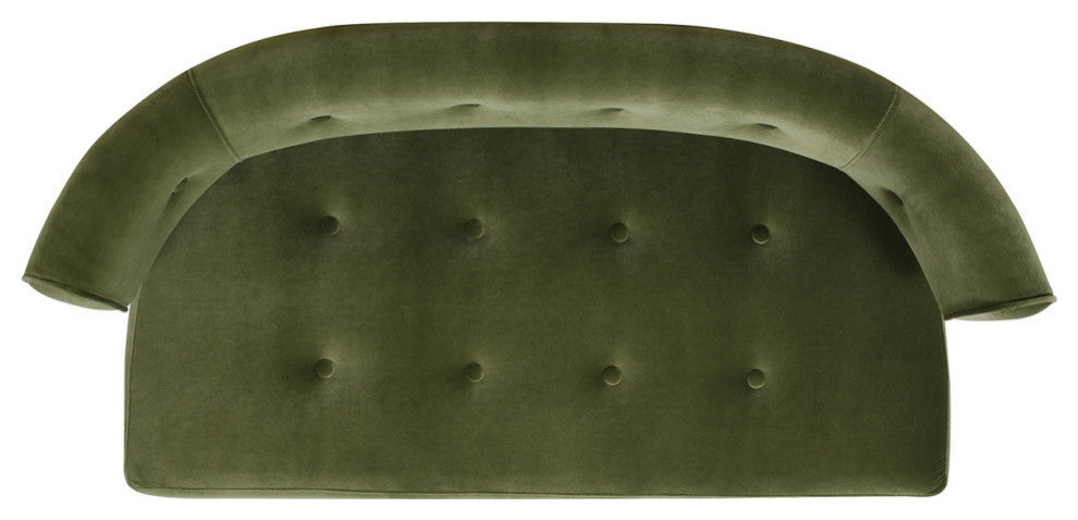 Jared Roll Arm Tufted Bench Settee, Olive Green Performance Velvet