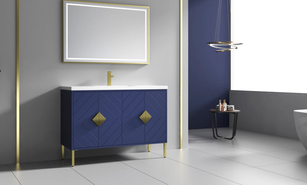 48" Tennant Brand Modern Style Navy Blue Eileen Bathroom Sink Vanity