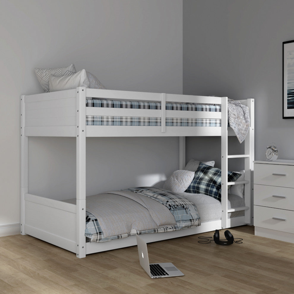Hillsdale Capri Wood Twin Over Twin Size Floor Bunk Bed with Ladder