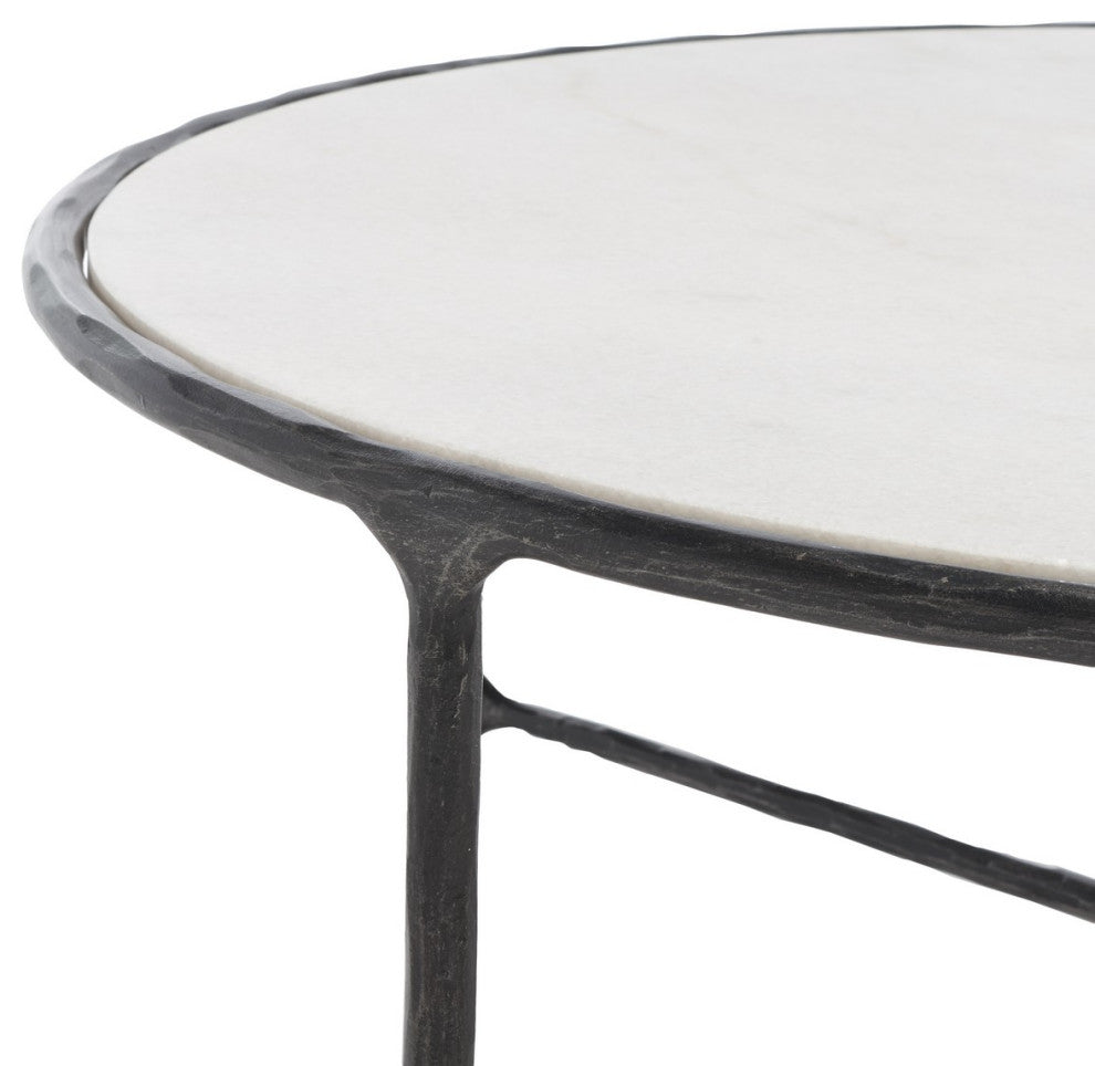 Safavieh Couture Jessa Round Metal Coffee Table, Black/White