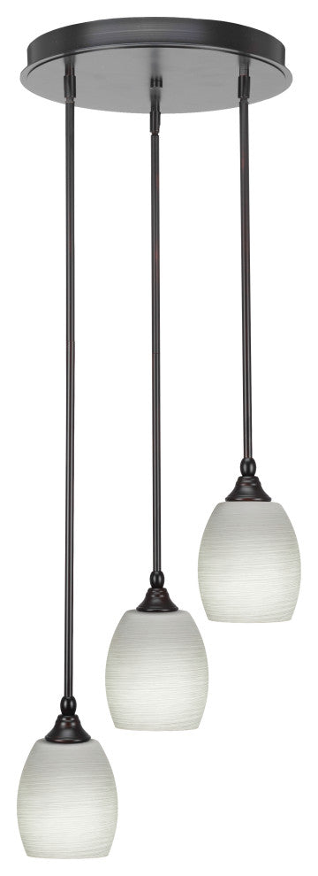 Empire 3-Light Cluster Pendalier, Espresso/White Linen