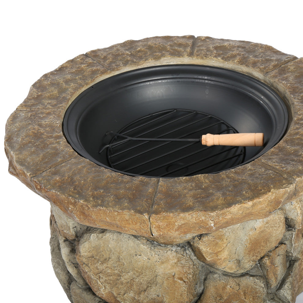 GDF Studio Taylor Outdoor Natural Stone Fire Pit