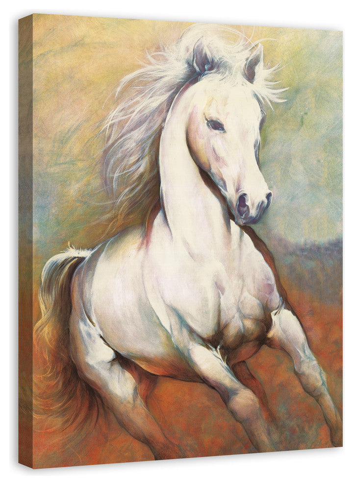 White Horse Running Wild 30x40 Canvas Wall Art
