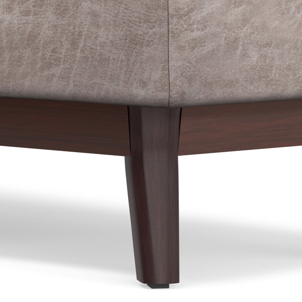 Owen Rectangular Storage Ottoman, Distressed Gray Taupe Faux Air Leather