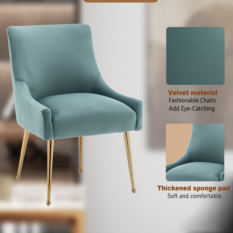 SEYNAR Velvet Dining Chairs, Set of 2, Upholstered Accent Side Chairs, Green