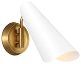 Tresa 1-Light Wall Sconce, Matte White and Burnished Brass