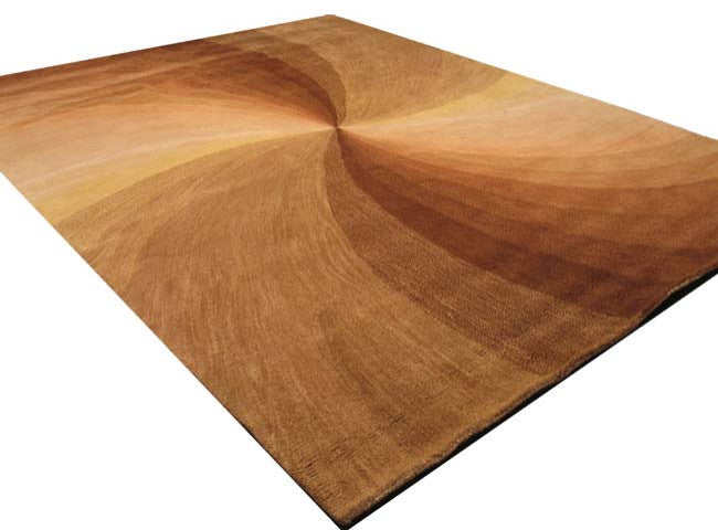 Hand-Tufted Wool Brown Contemporary Abstract Swirl Rug, 4' X 6'
