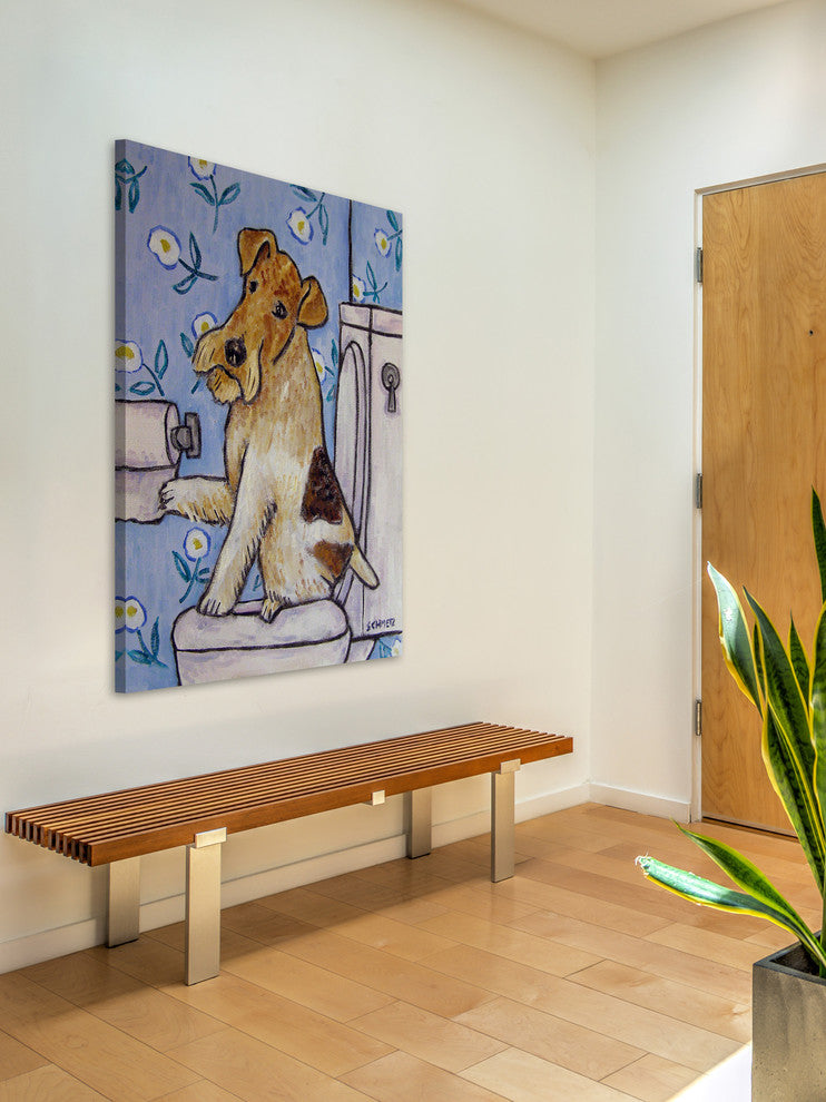 "Fox Wire Terrier" Painting Print on Wrapped Canvas, 12"x18"