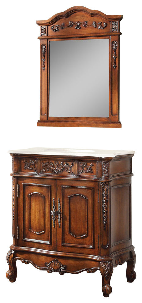 33" Unique Classic Benson Bathroom Sink Vanity and Mirror