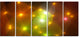 Golden Fractal Lights in Fog, Abstract Wall Art Canvas, 60"x28", 5 Panels