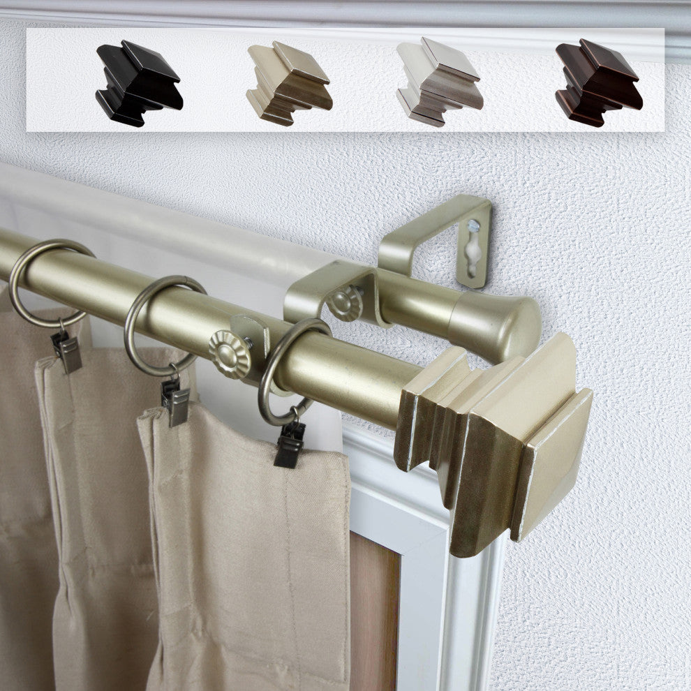 Helen 1" Double Curtain Rod, Light Gold, 28-48"