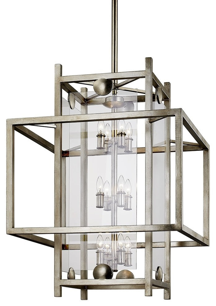 Crosby 12 Light Pendant Antique Silver Leaf, Clear