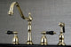 Kingston Brass Widespread Kitchen Faucet With Brass Sprayer, Polished Brass