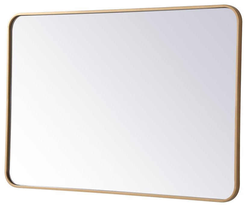 Ellis Soft Corner Metal Rectangular Mirror, Brass, 27"x40"