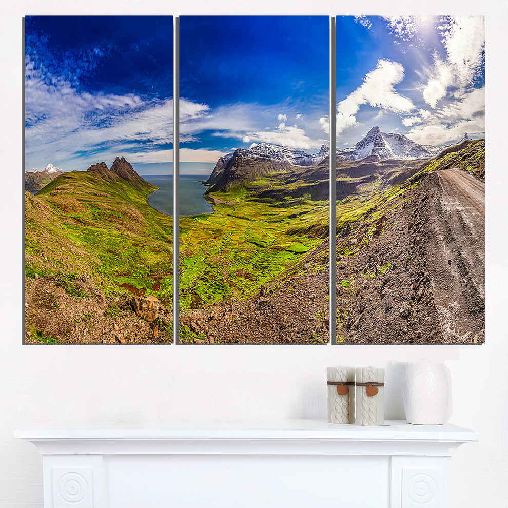 "Arctic Sea and Green Mountains" Metal Wall Art, 3 Panels, 36"x28"