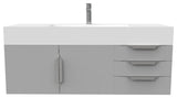 CastelloUSA Amazon 48" Wall Mounted Vanity Set, Gray, White Top, Brushed Nickel